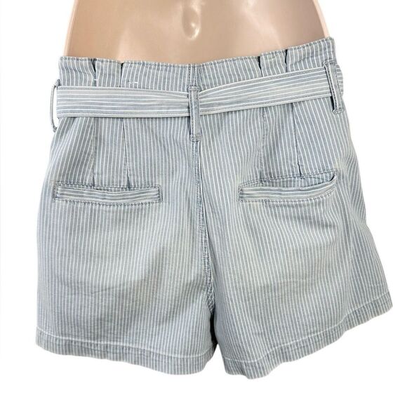 American Eagle Light Blue Striped High Waist Denim Mom Shorts - Picture 5 of 10